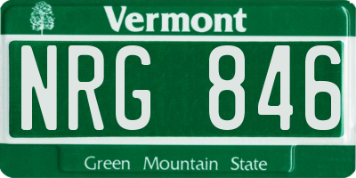 VT license plate NRG846