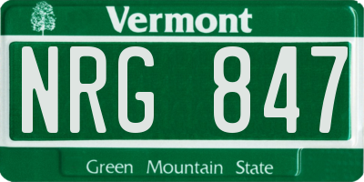 VT license plate NRG847