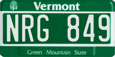 VT license plate NRG849