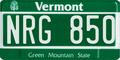 VT license plate NRG850
