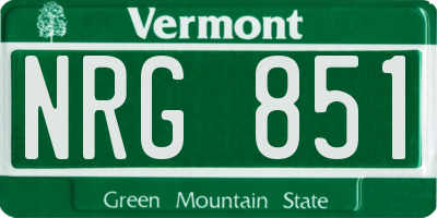 VT license plate NRG851