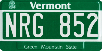 VT license plate NRG852