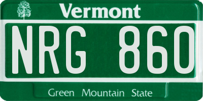 VT license plate NRG860