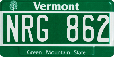 VT license plate NRG862