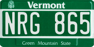 VT license plate NRG865