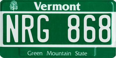 VT license plate NRG868