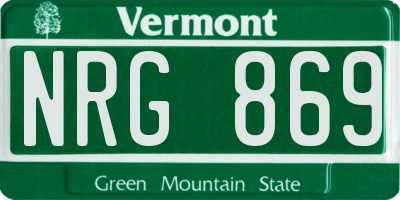 VT license plate NRG869