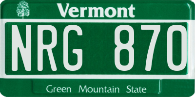 VT license plate NRG870