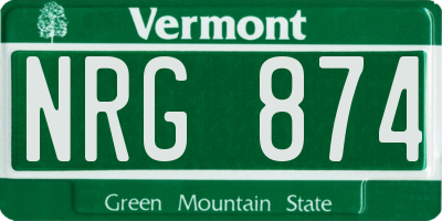 VT license plate NRG874