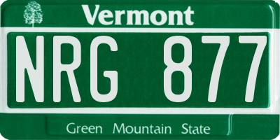 VT license plate NRG877
