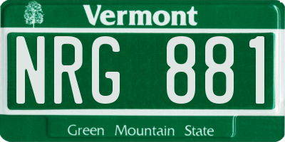 VT license plate NRG881