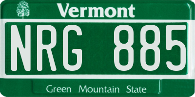 VT license plate NRG885