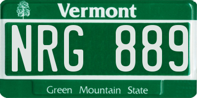 VT license plate NRG889