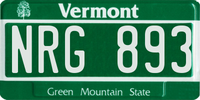 VT license plate NRG893