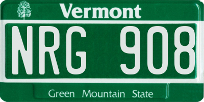 VT license plate NRG908