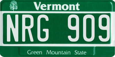 VT license plate NRG909