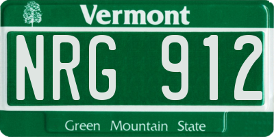 VT license plate NRG912