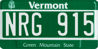 VT license plate NRG915