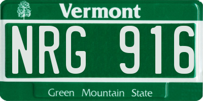 VT license plate NRG916
