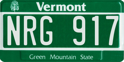VT license plate NRG917