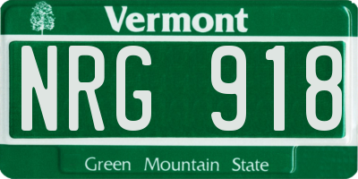 VT license plate NRG918