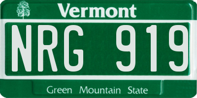 VT license plate NRG919