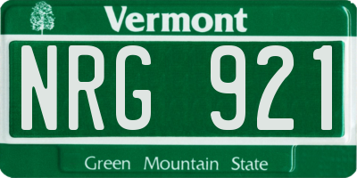 VT license plate NRG921