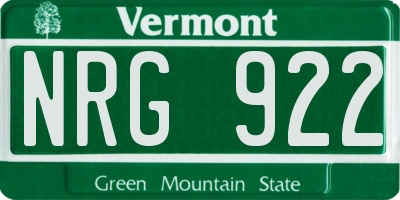 VT license plate NRG922