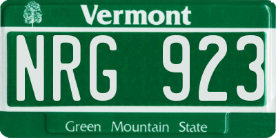 VT license plate NRG923