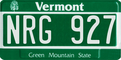 VT license plate NRG927