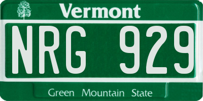 VT license plate NRG929