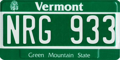 VT license plate NRG933
