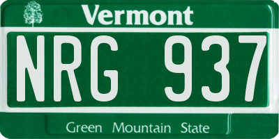 VT license plate NRG937
