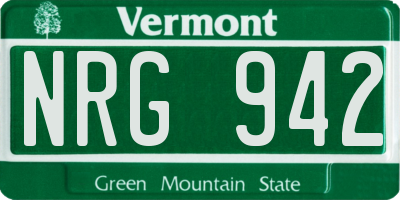VT license plate NRG942
