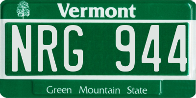 VT license plate NRG944