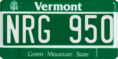 VT license plate NRG950