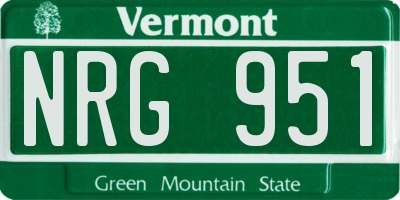 VT license plate NRG951