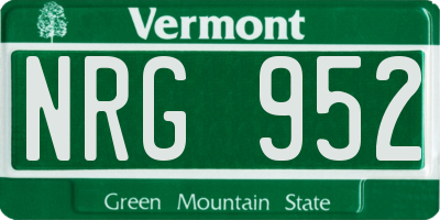 VT license plate NRG952