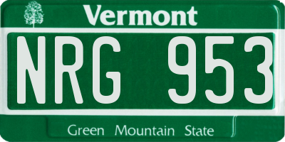 VT license plate NRG953
