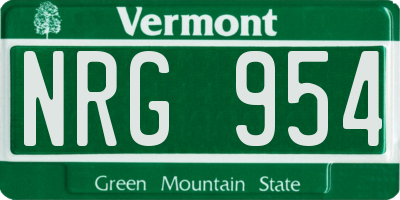 VT license plate NRG954