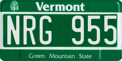 VT license plate NRG955