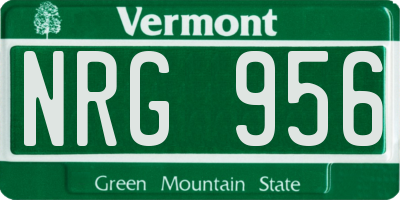 VT license plate NRG956