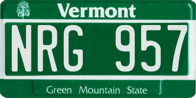 VT license plate NRG957