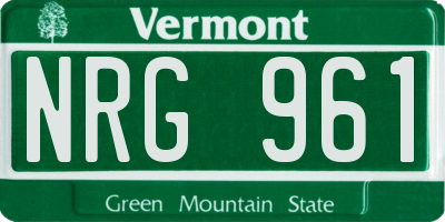 VT license plate NRG961