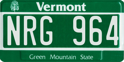 VT license plate NRG964