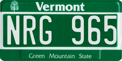VT license plate NRG965