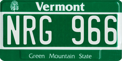 VT license plate NRG966