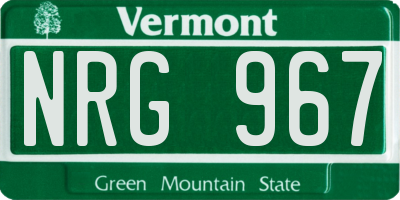 VT license plate NRG967