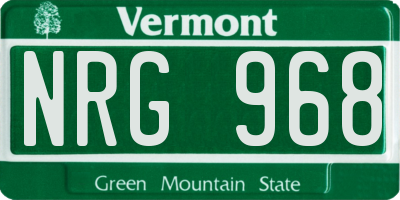 VT license plate NRG968