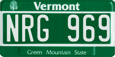 VT license plate NRG969